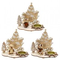 Holz Szene 'Schlitten mit Schnee'